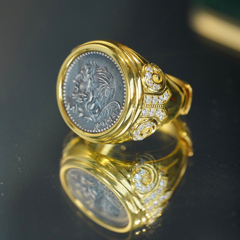 Bague Héraclès en monnaie romaine 6337