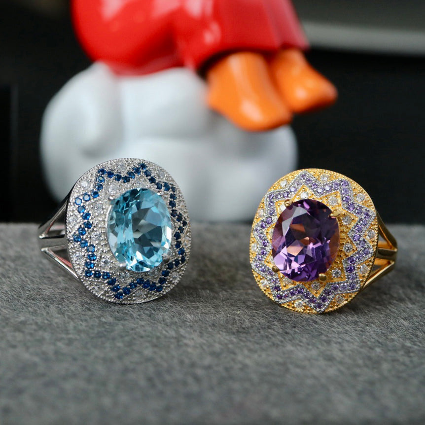 Bague Florale Pavée Topaze 6359