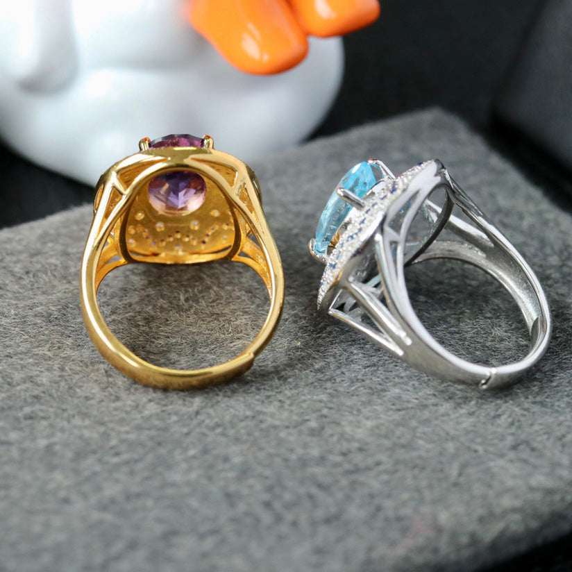 Bague Florale Pavée Topaze 6359