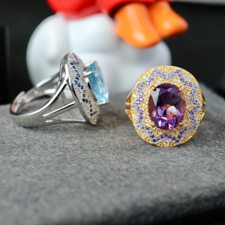 Bague Florale Pavée Topaze 6359