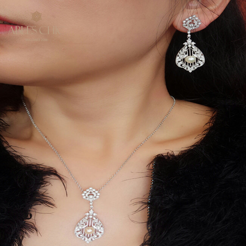 Boucles d'oreilles en perles filigranes florales 6367