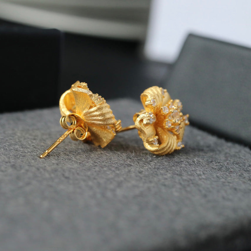 Boucles d'oreilles florales en tissu 6383