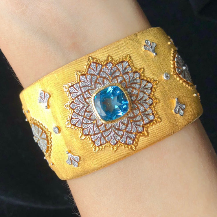 Bracelet large avec topaze naturelle 6386