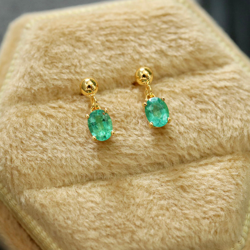 Boucles d'oreilles pendantes émeraude naturelle 6414
