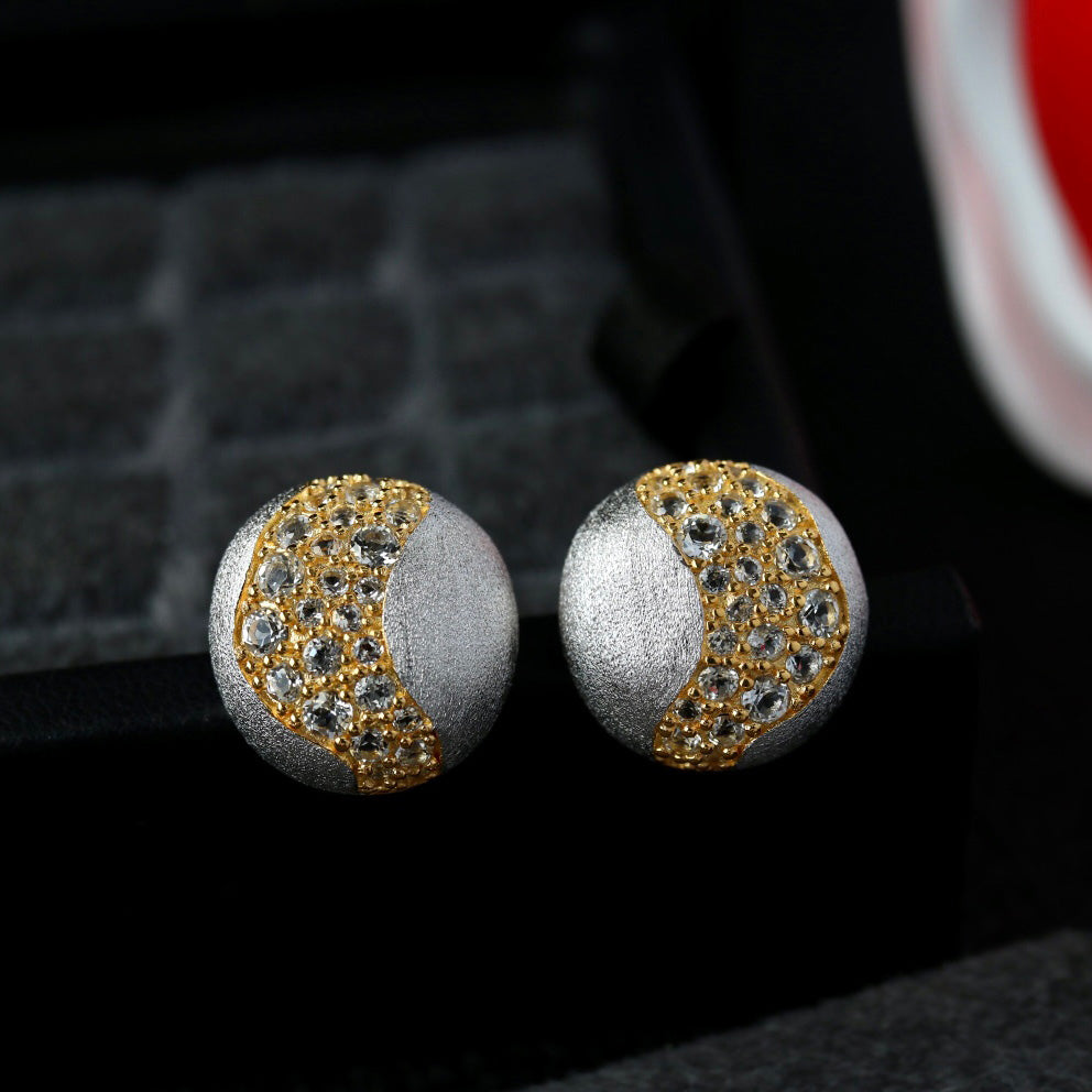 Boucles d'oreilles brossées à bande pavée 6416