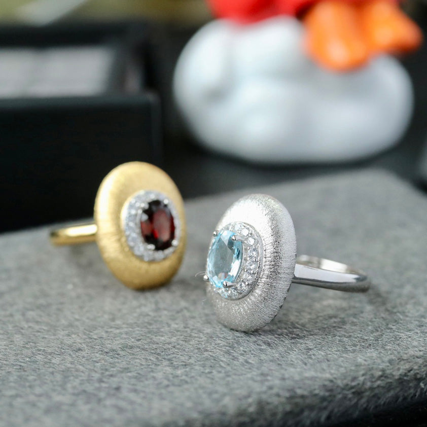 Bague Ovale Grenat Naturel 6424