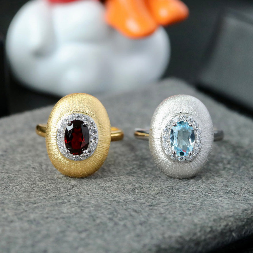 Bague Ovale Grenat Naturel 6424