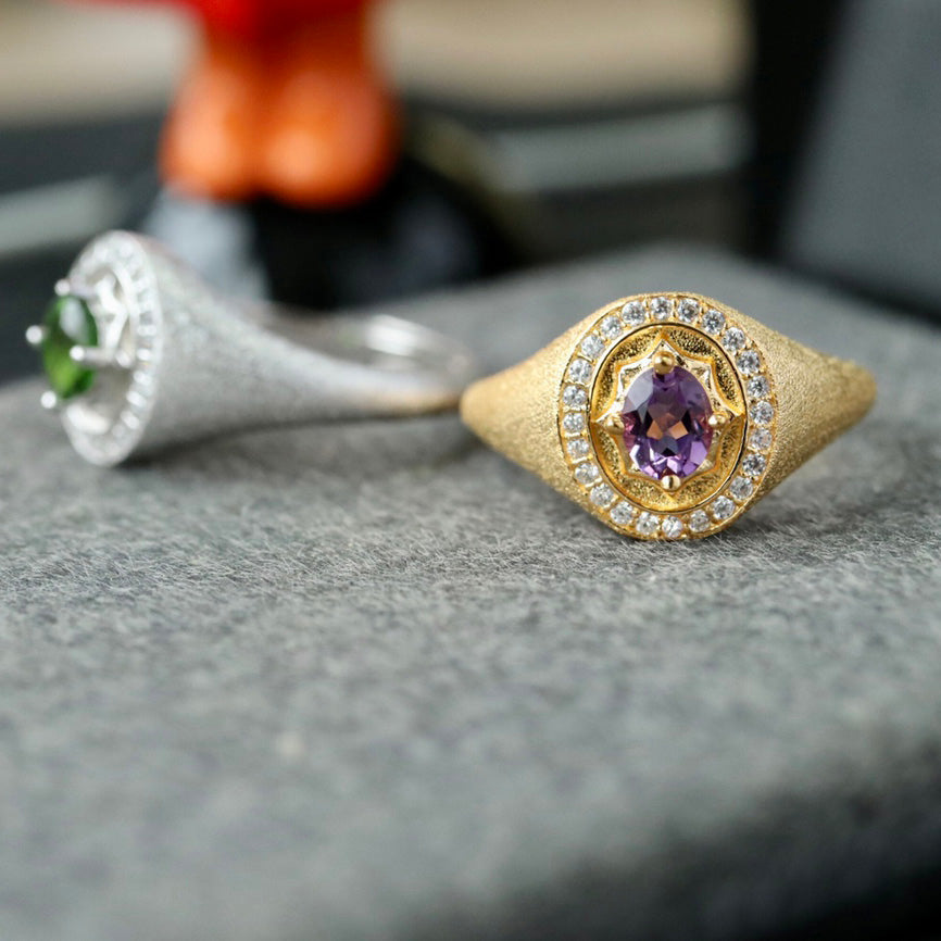 Bague Halo Diopside Naturel 6426