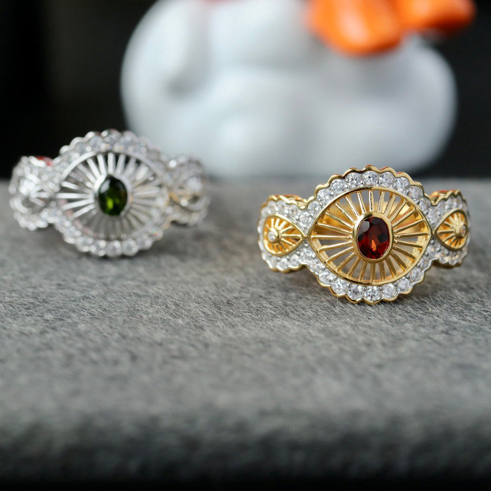 Bague Florale Grenat Naturel 6433