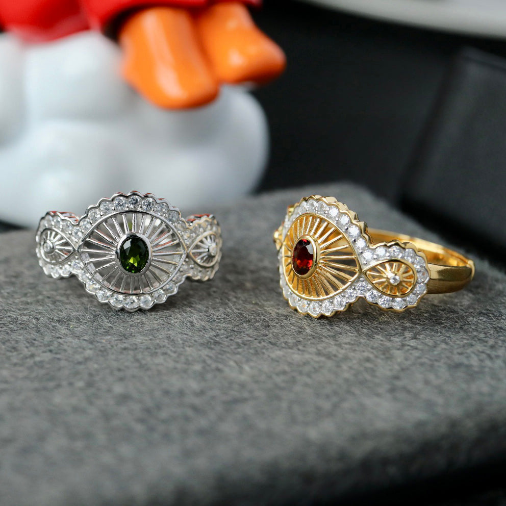 Bague Florale Grenat Naturel 6433