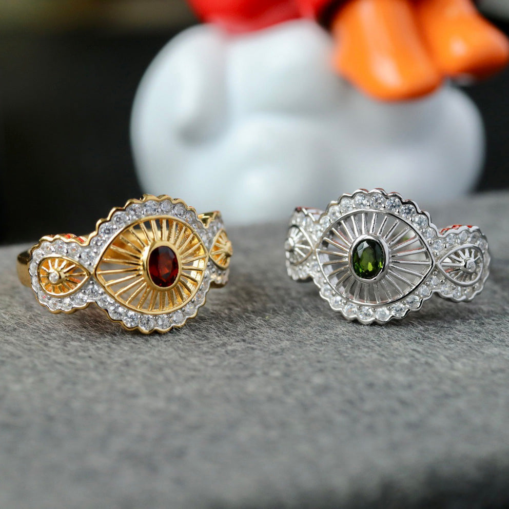 Bague Florale Grenat Naturel 6433