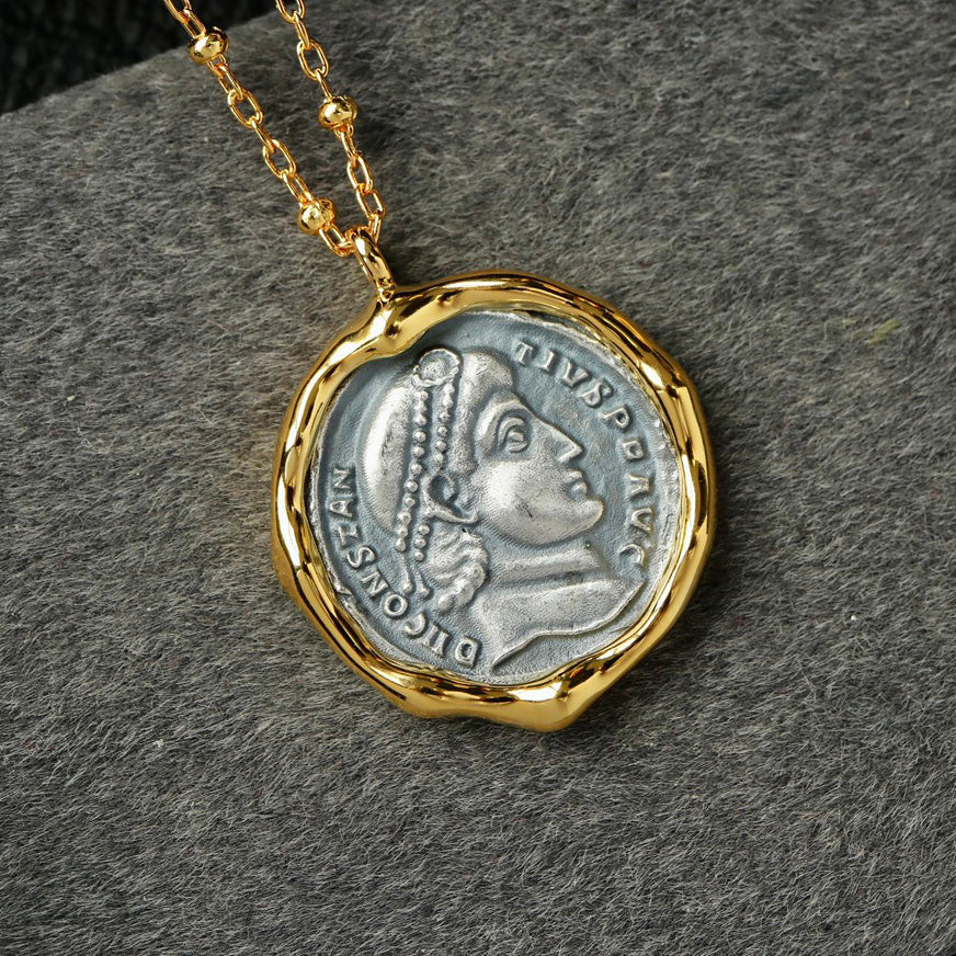 Collier ondulé de pièce de monnaie grecque 6444