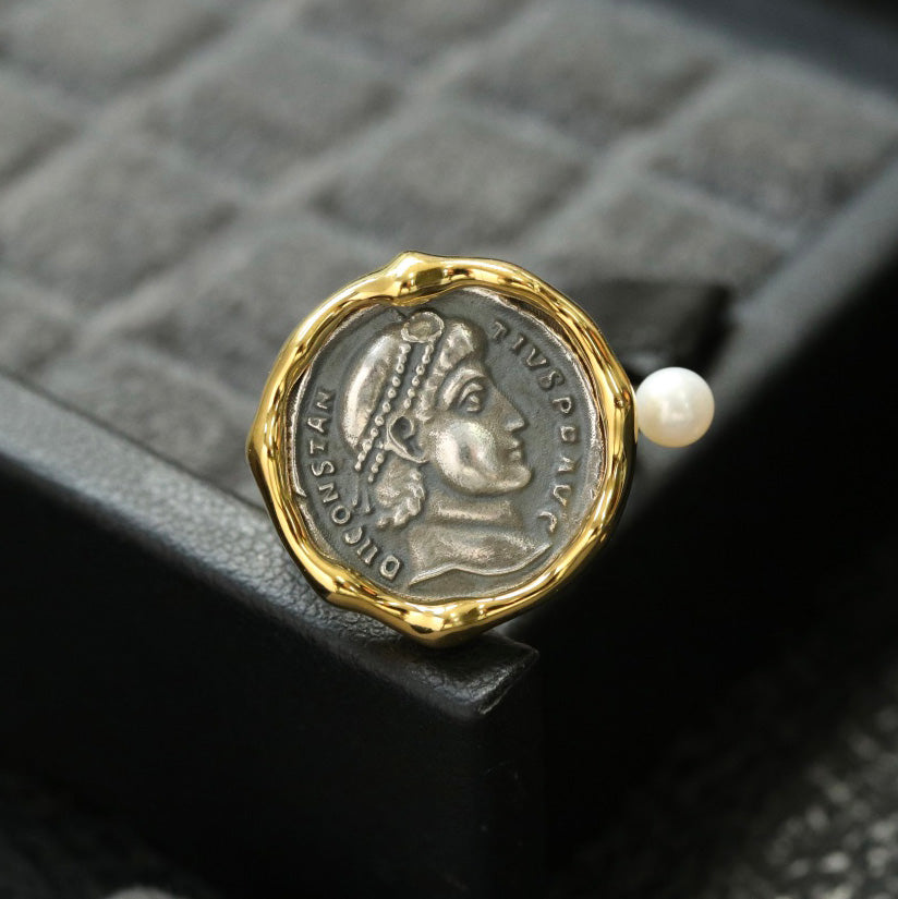 Anneau ondulé de pièce de monnaie grecque 6447