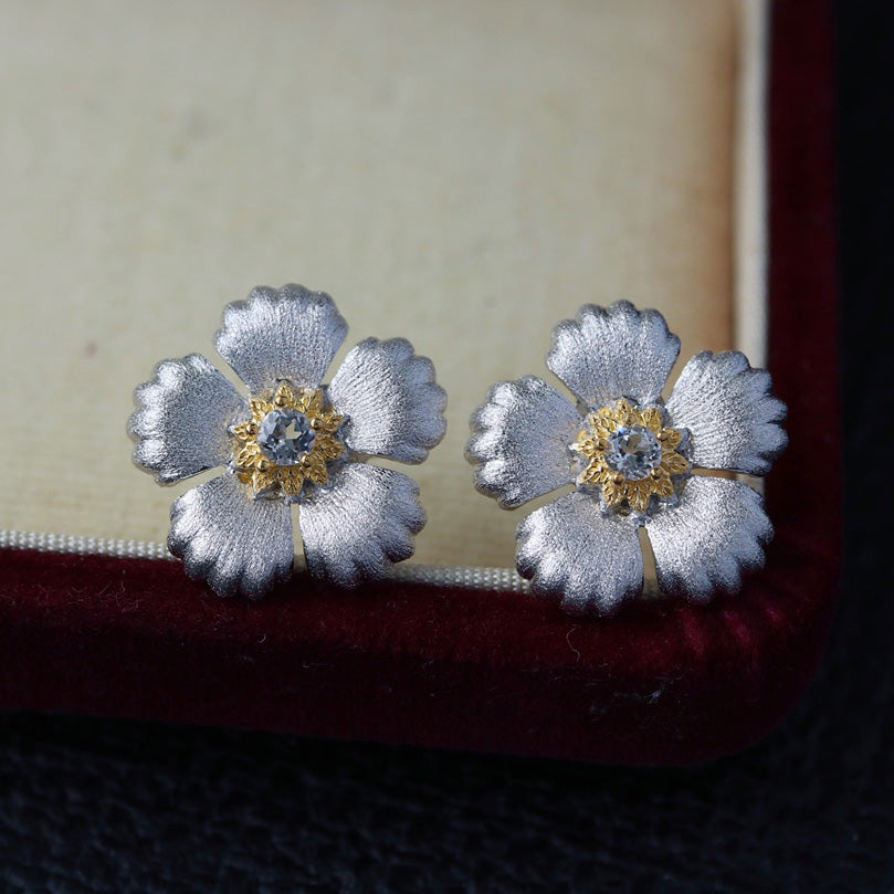 Boucles d'oreilles fleurs soyeuses 6449