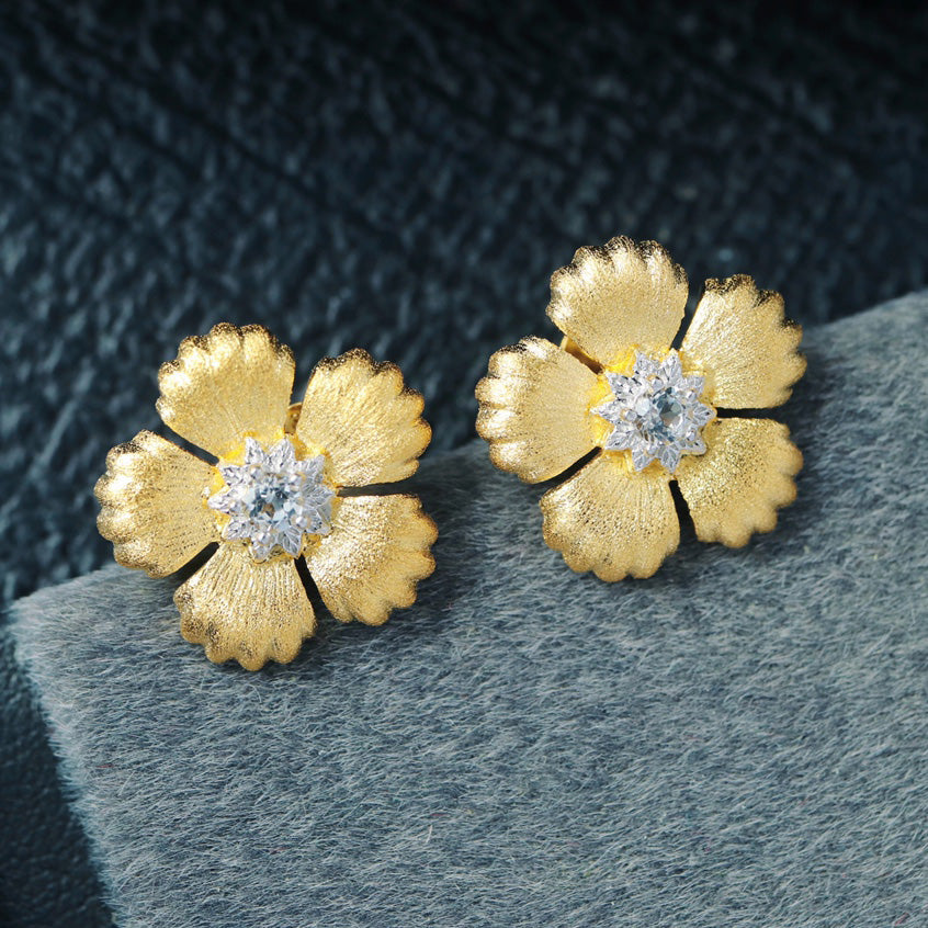 Boucles d'oreilles fleurs soyeuses 6449