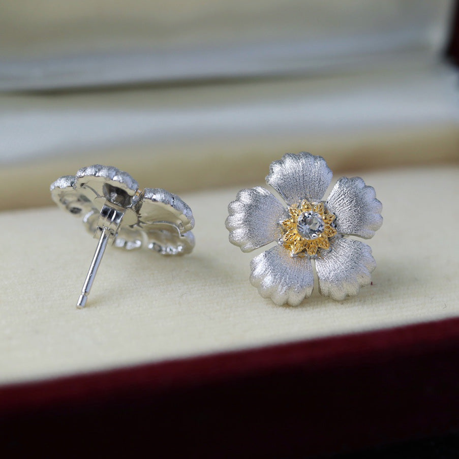 Boucles d'oreilles fleurs soyeuses 6449