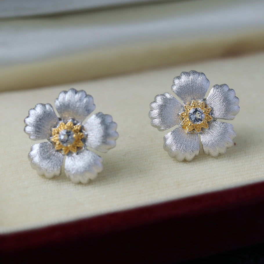 Boucles d'oreilles fleurs soyeuses 6449