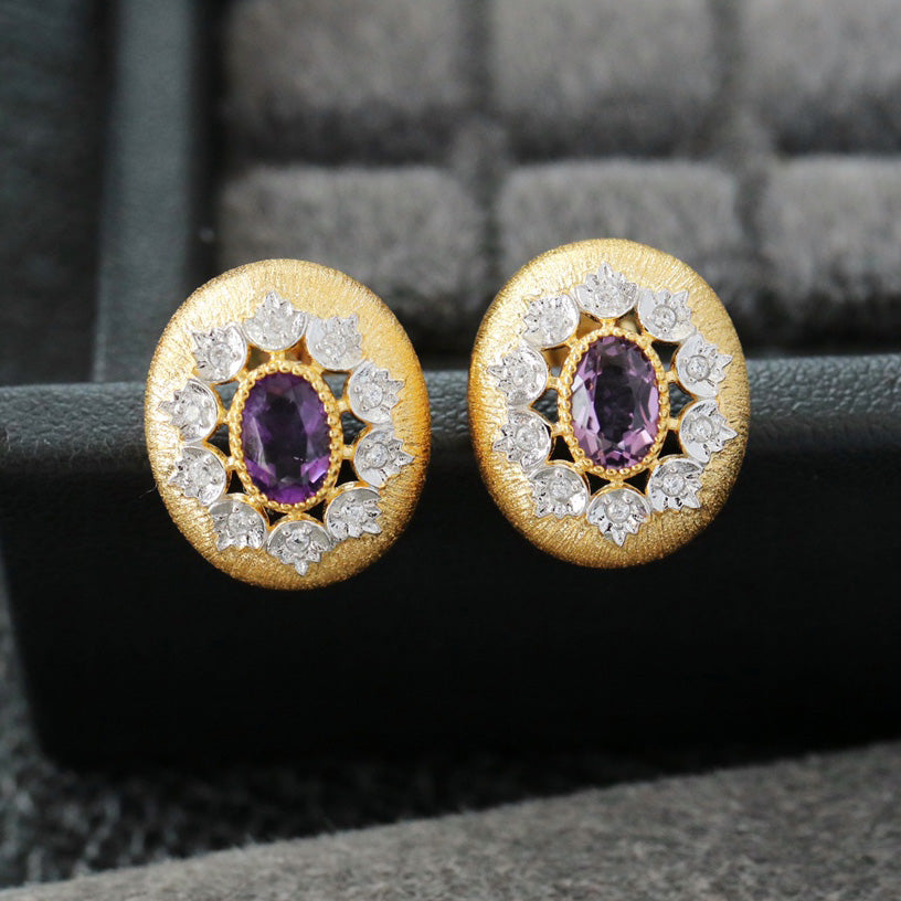 Boucles d'oreilles ovales ajourées florales 6452