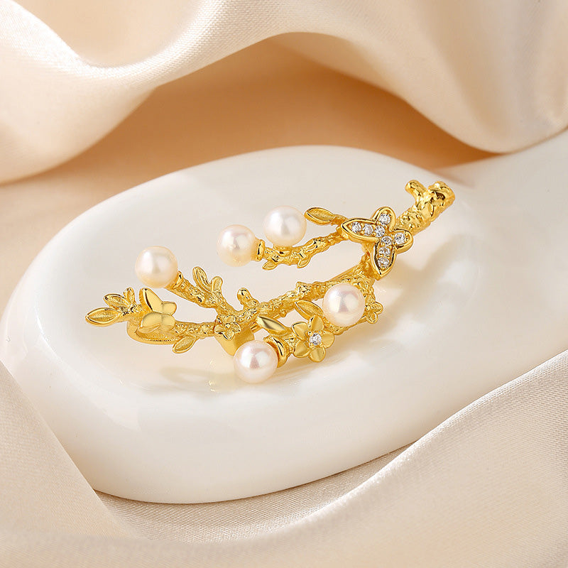 Pendentif brindille florale de perles d’eau douce uniquement PN1012