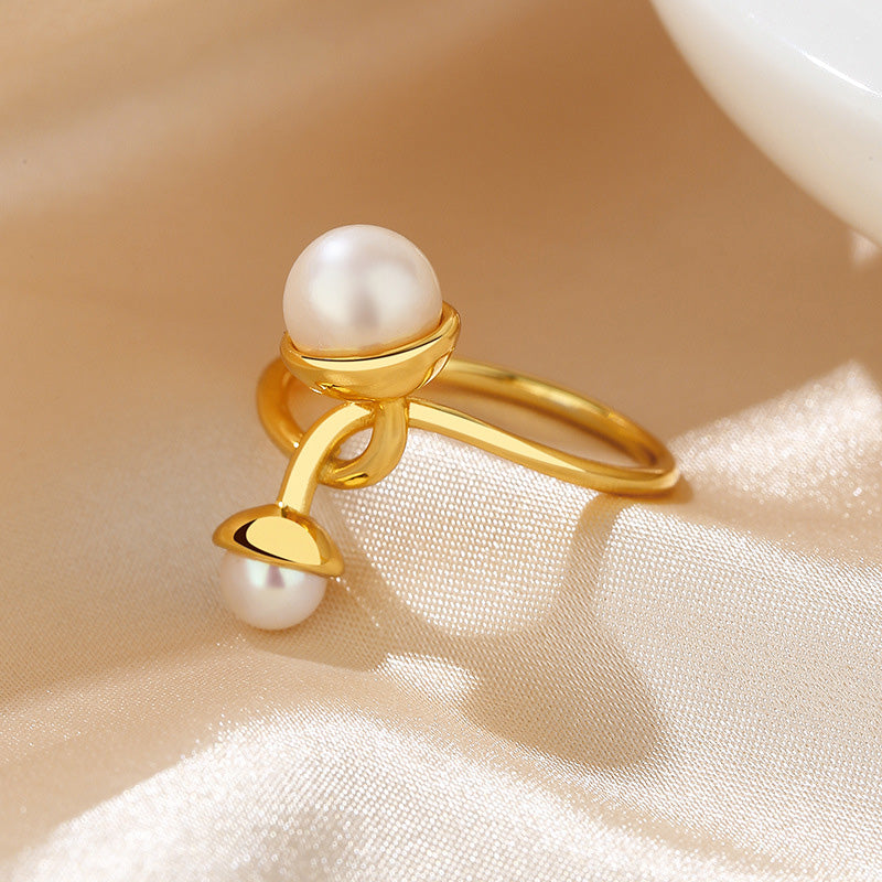 Bague florale en perles d'eau douce RN1010