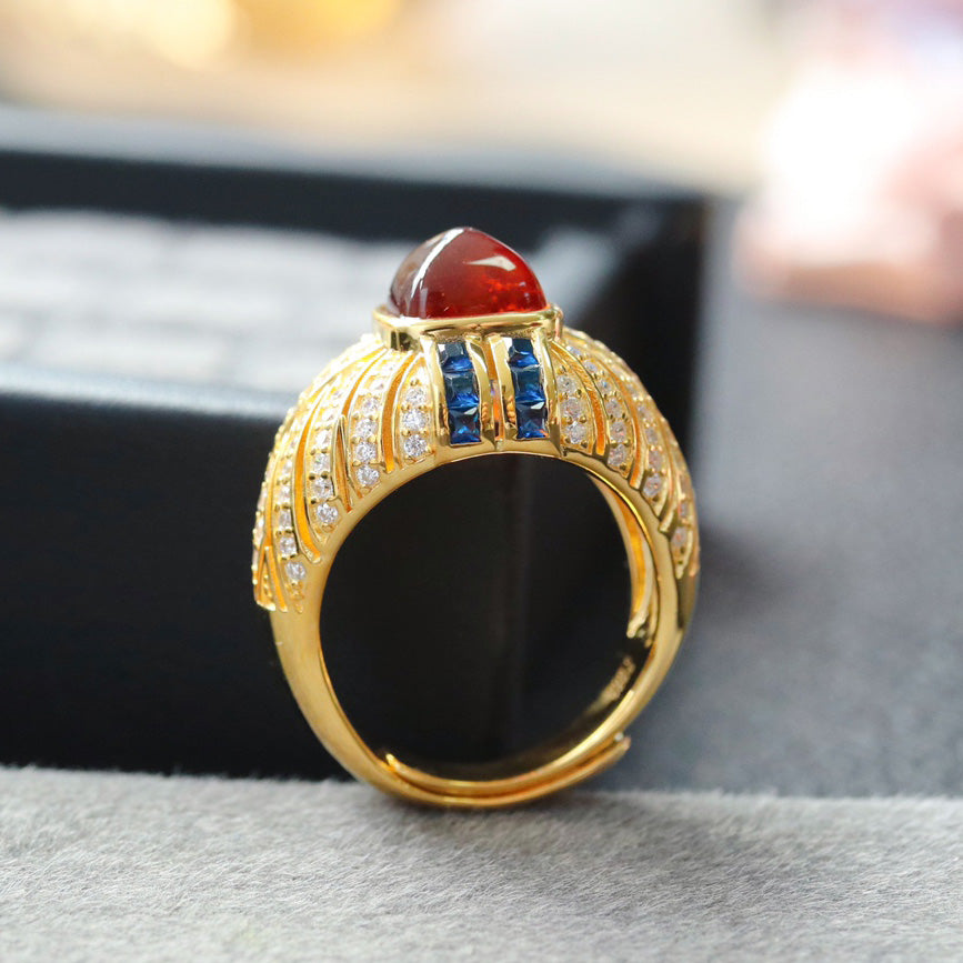 Bague solitaire pavée de pierres précieuses 7099