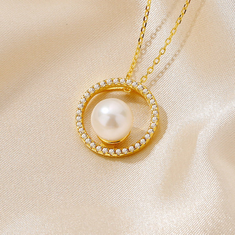 Pendentif cercle de perles d’eau douce uniquement PN1025