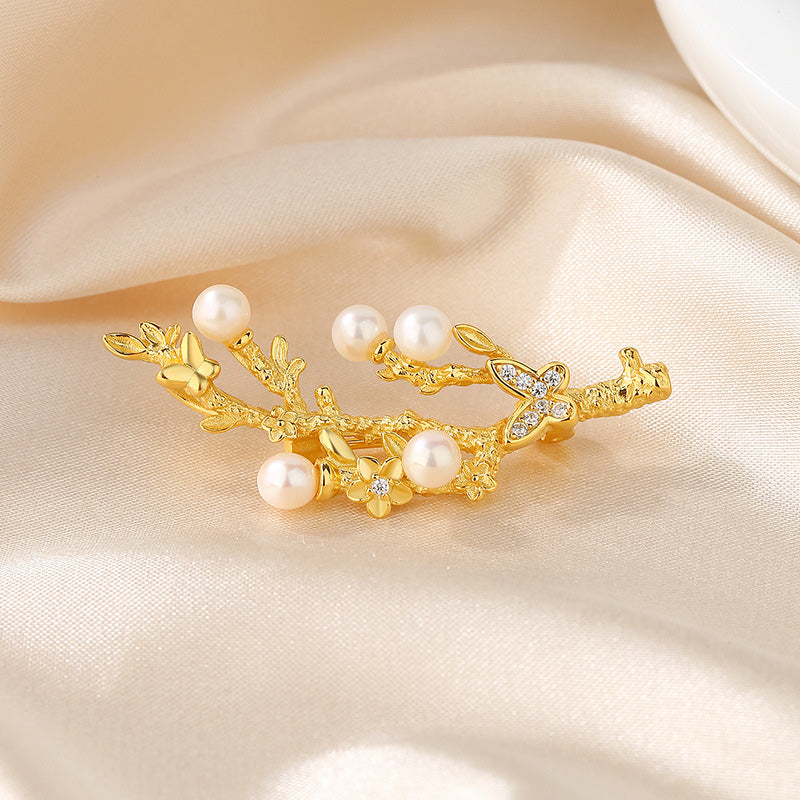 Pendentif brindille florale de perles d’eau douce uniquement PN1012