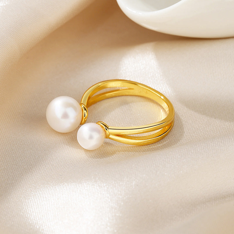 Bague fendue perle d'eau douce RN1021
