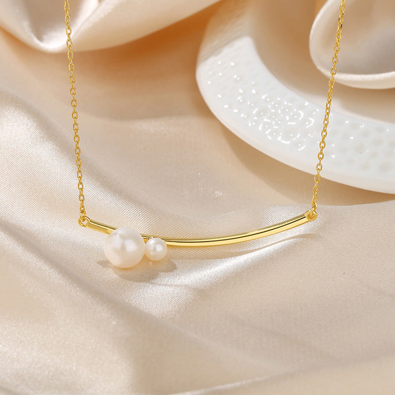 Boules de perles d’eau douce sur collier en fil PN1004