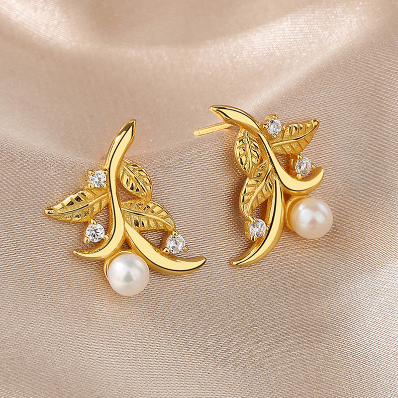 Boucles d'oreilles feuilles de perles d'eau douce PE1039