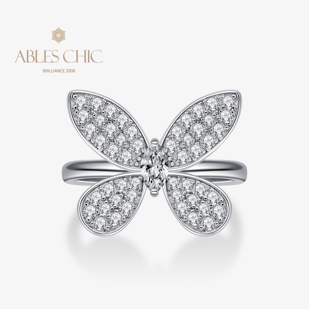 Bague cocktail papillon pavée R1238