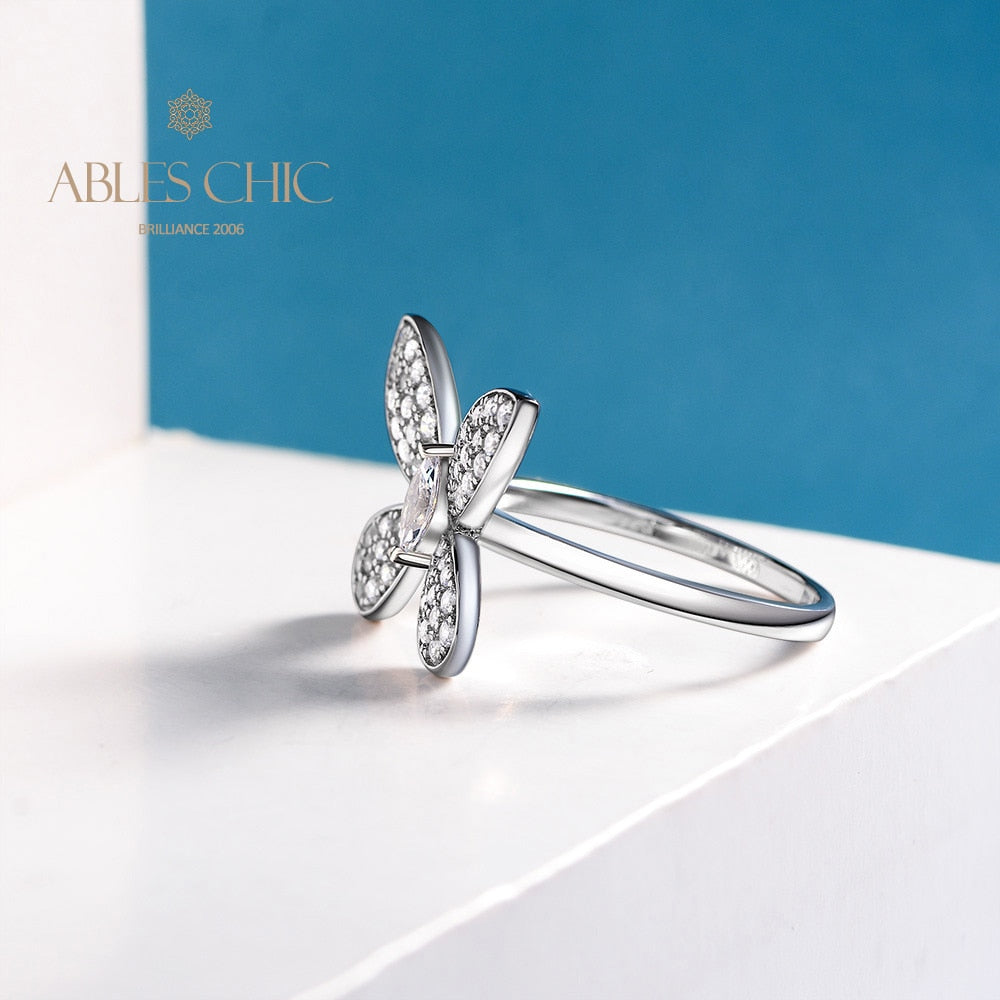 Bague cocktail papillon pavée R1238