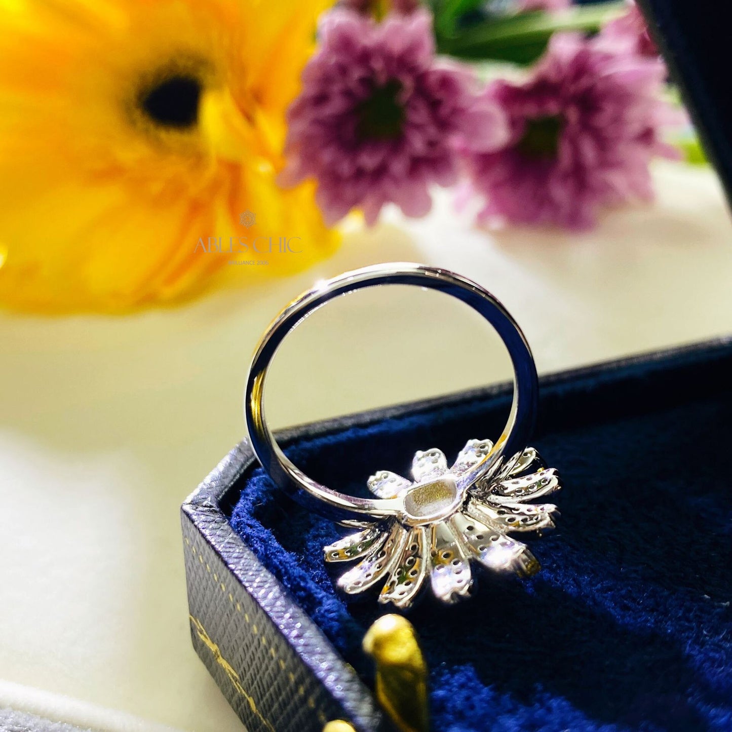 Bague citrine marguerite fleurie R1379