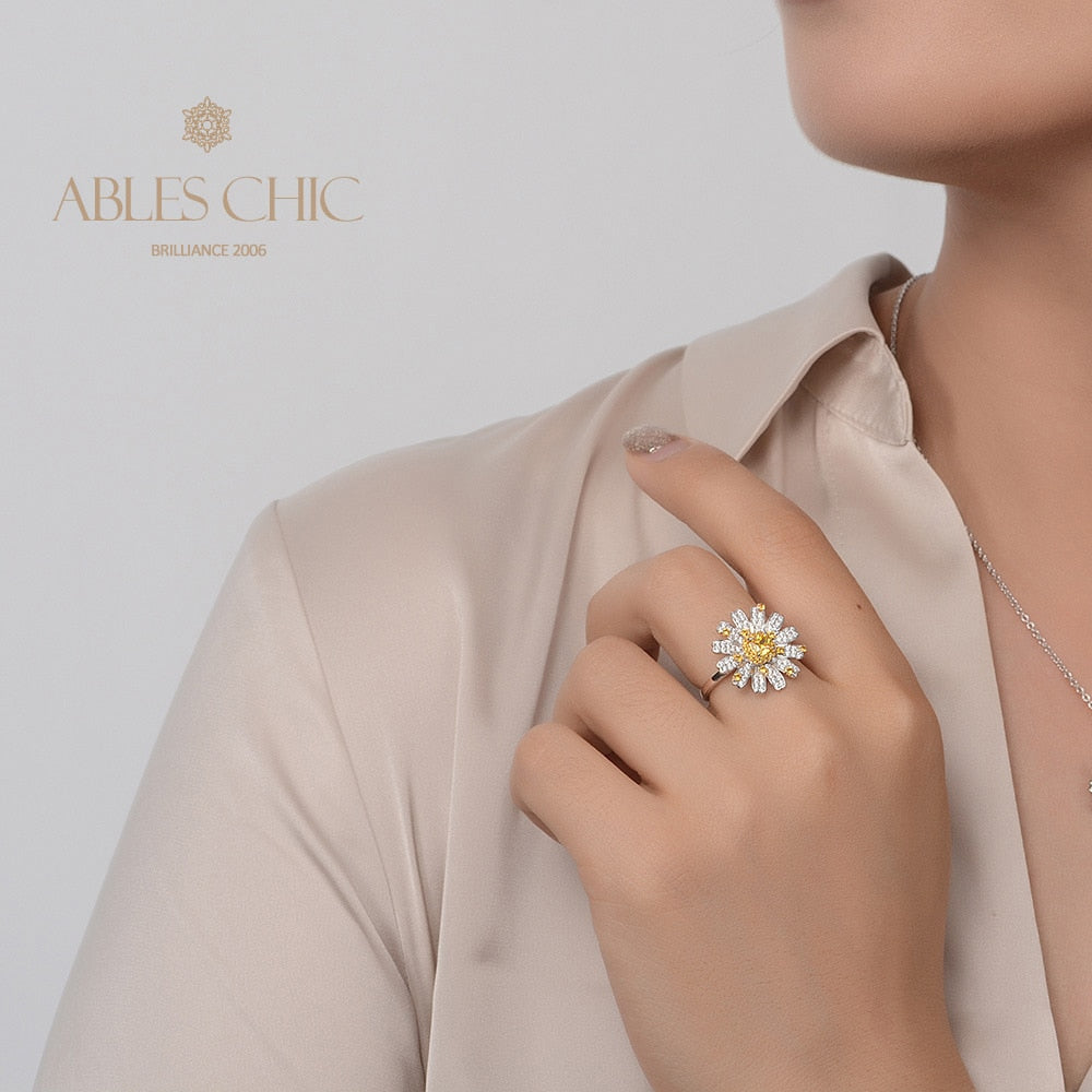 Bague citrine marguerite fleurie R1379