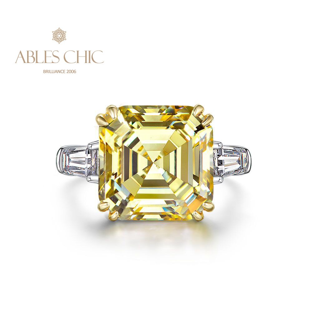 Asscher Bague de mariage citrine jaune R0864