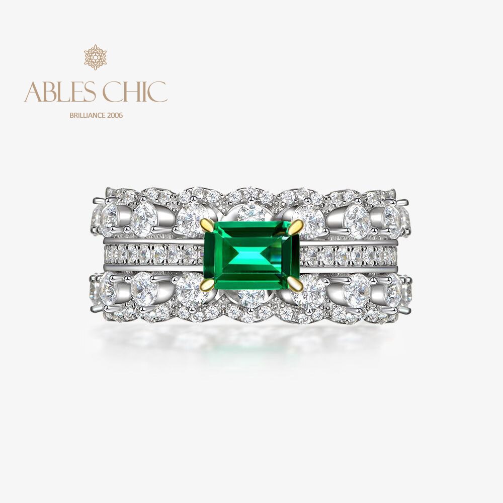 Bague Cocktail Emeraude 3 Rangs R1380