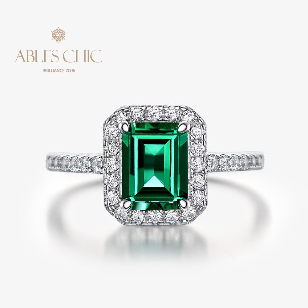 Bague de cocktail oblongue émeraude solitaire R1271