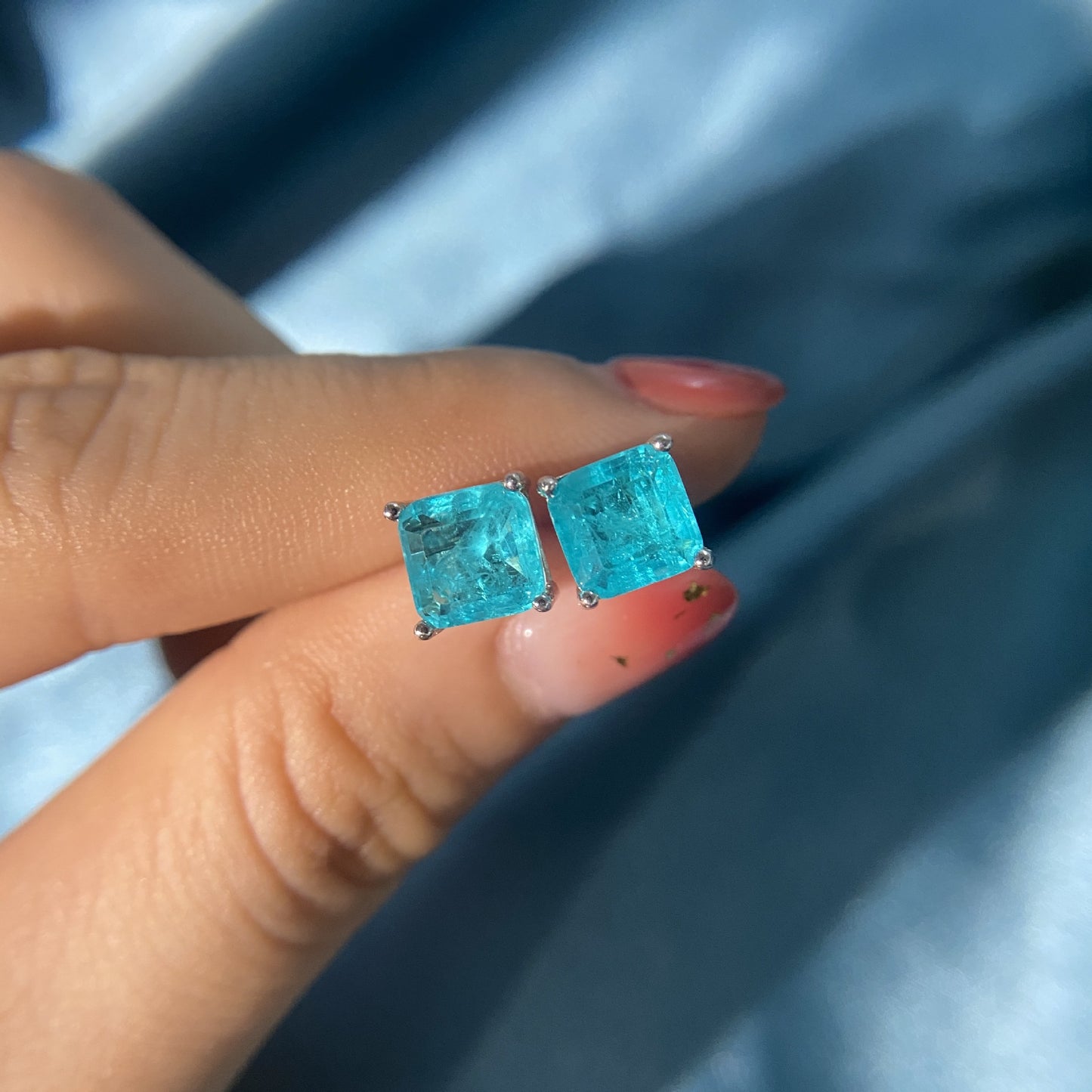 Boucles d'oreilles carrées Paraiba E0126