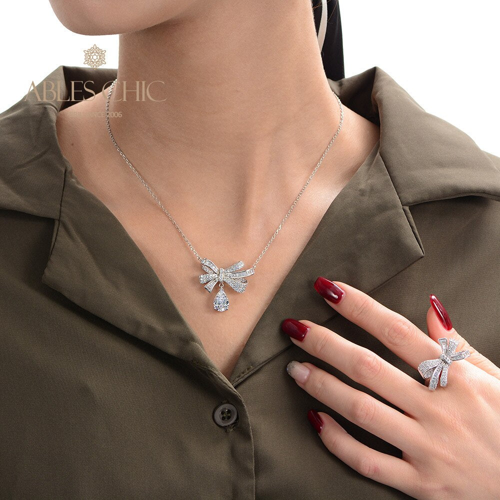Collier papillon tourmaline pavé noeud papillon B0487