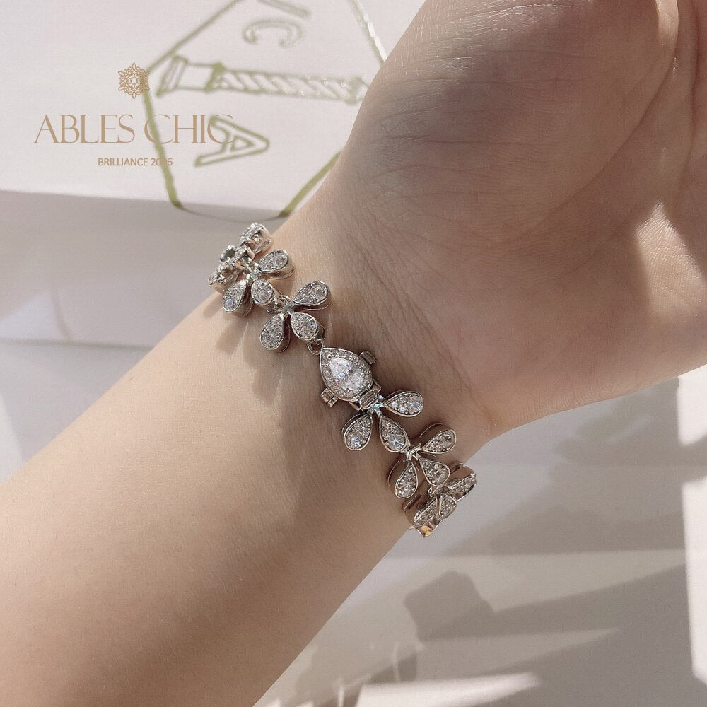 Bracelet de mariage glacé à fleurs B0553