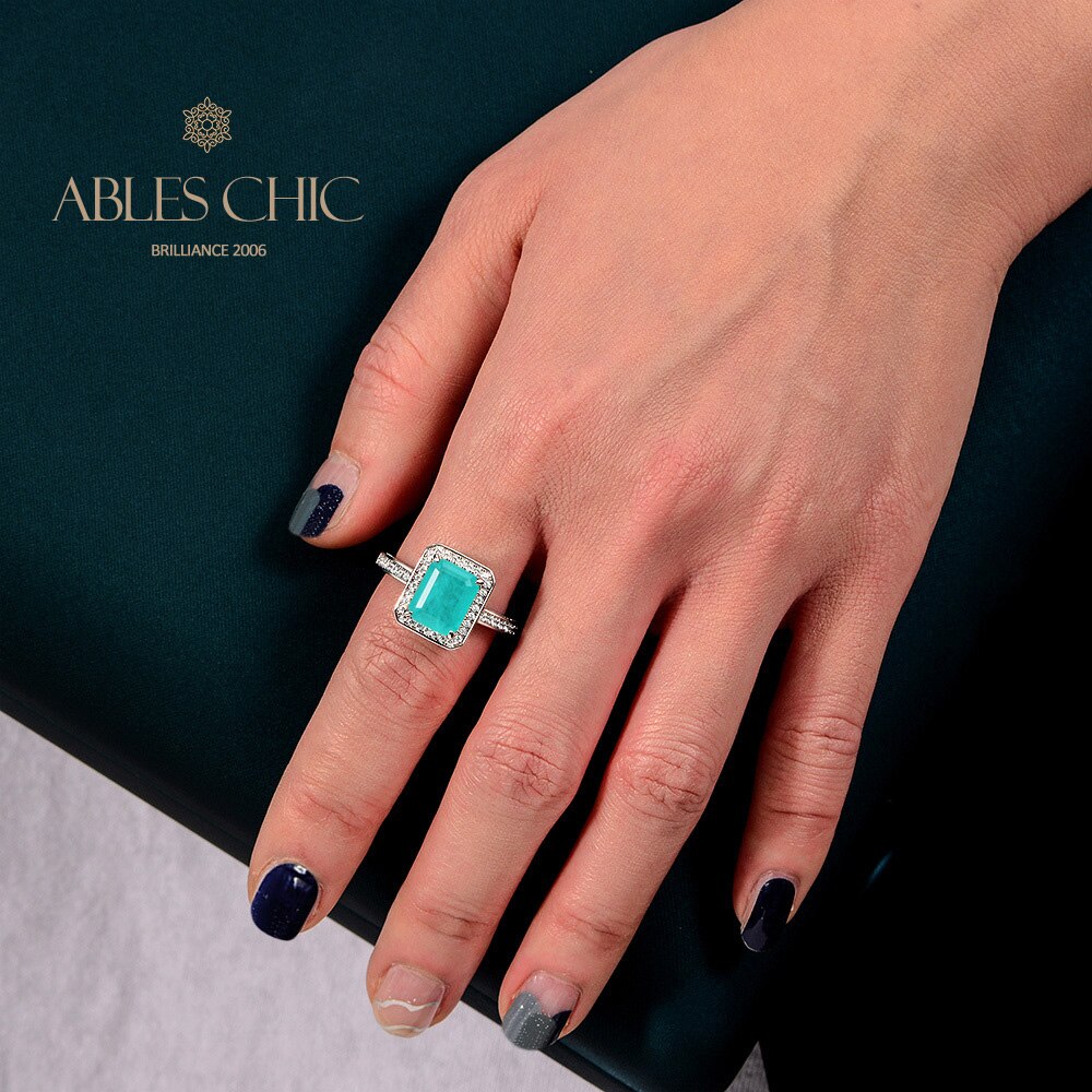 Bague de mariage émeraude de laboratoire R0303