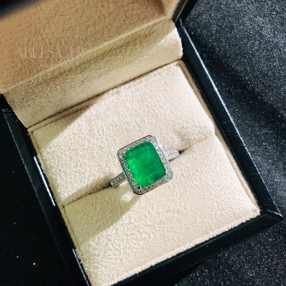 Bague de mariage émeraude de laboratoire R0303