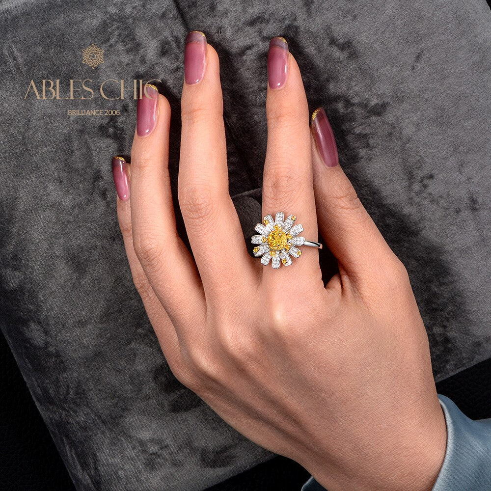 Bague citrine marguerite fleurie R1379