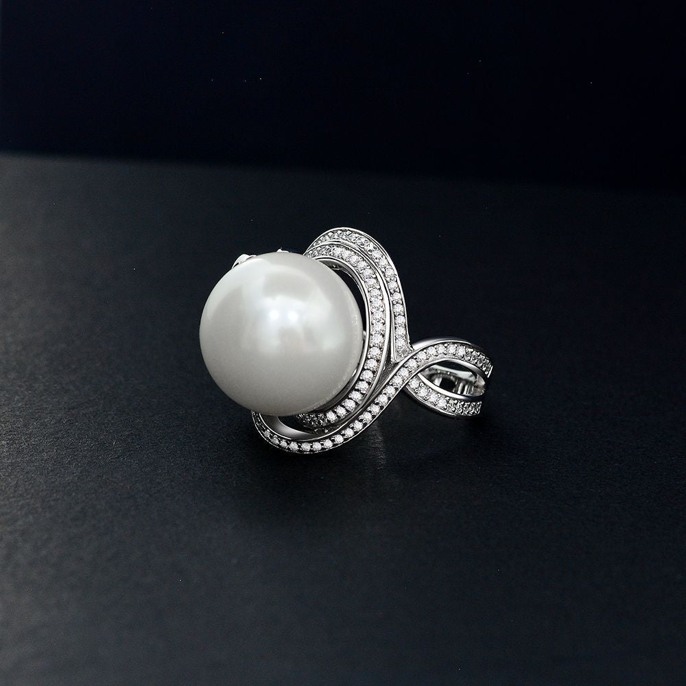 Bague solitaire nœud papillon en nacre R1168