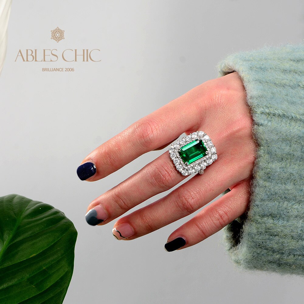 Bague florale émeraude R1160