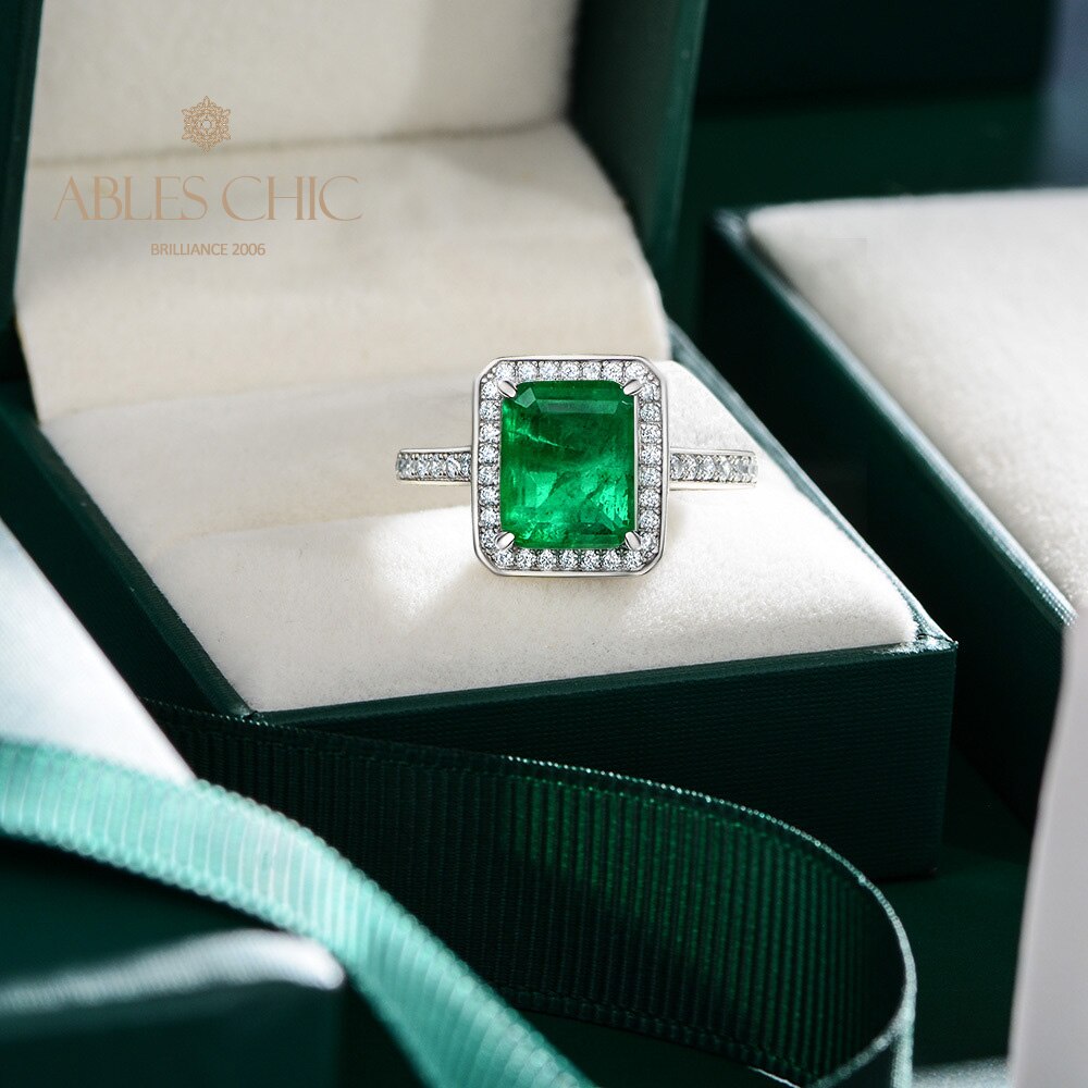 Bague de mariage émeraude de laboratoire R0303