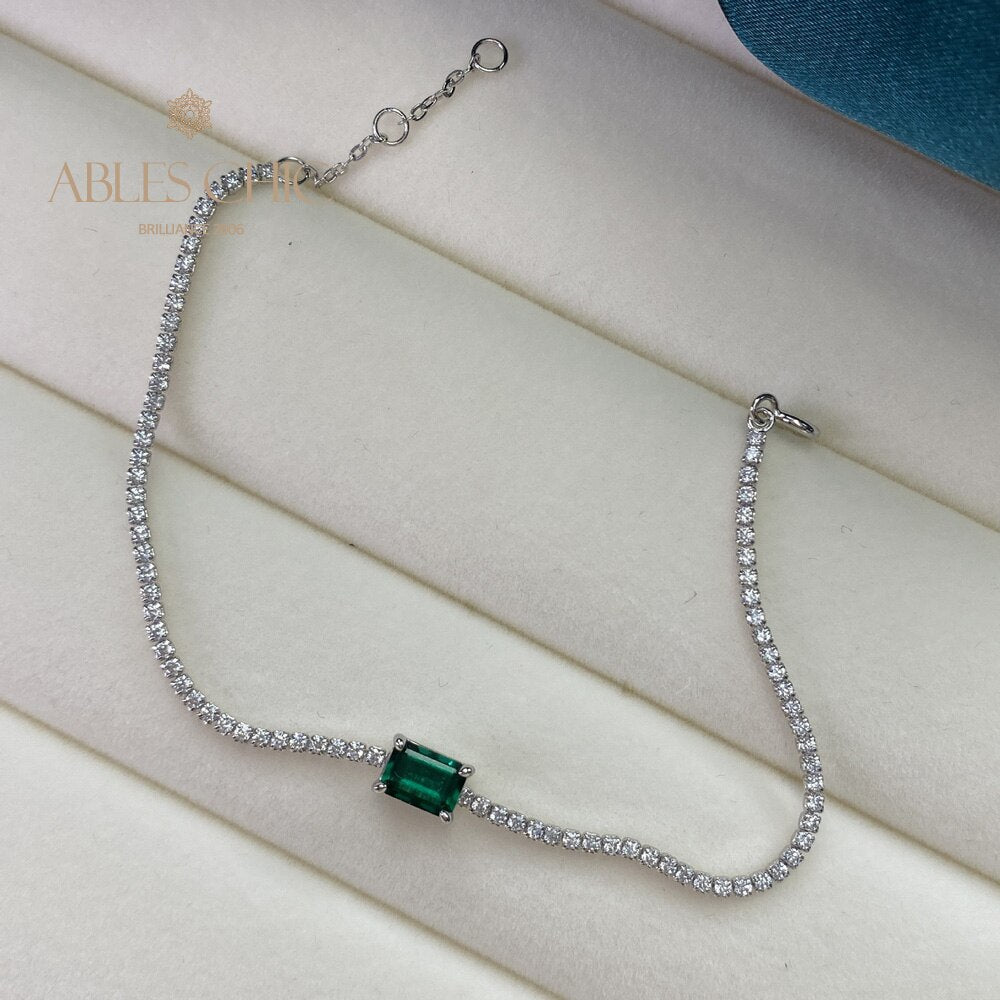 Bracelet Bling Solitaire Émeraude Lab B0826