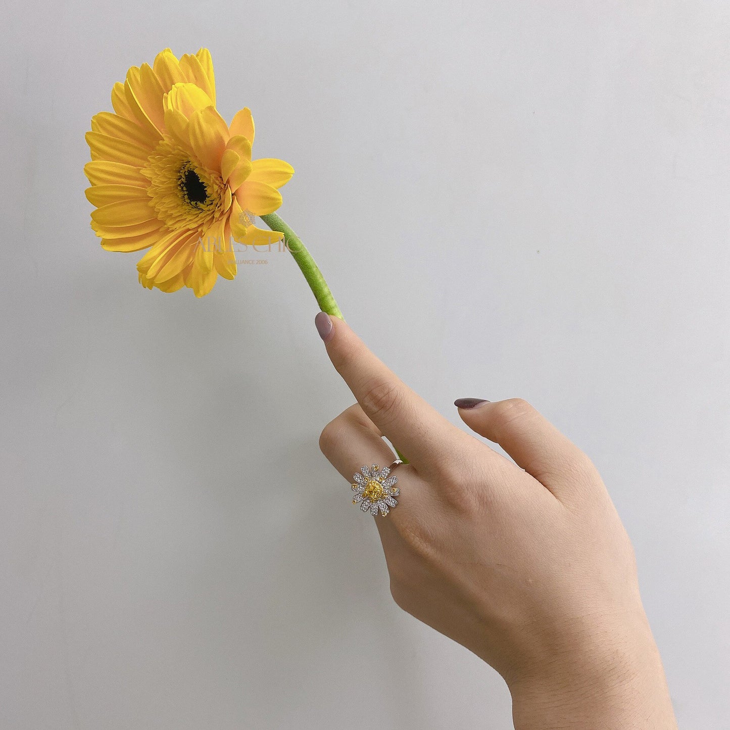 Bague citrine marguerite fleurie R1379