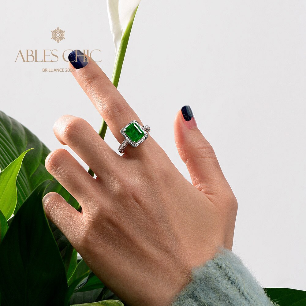 Bague de mariage émeraude de laboratoire R0303