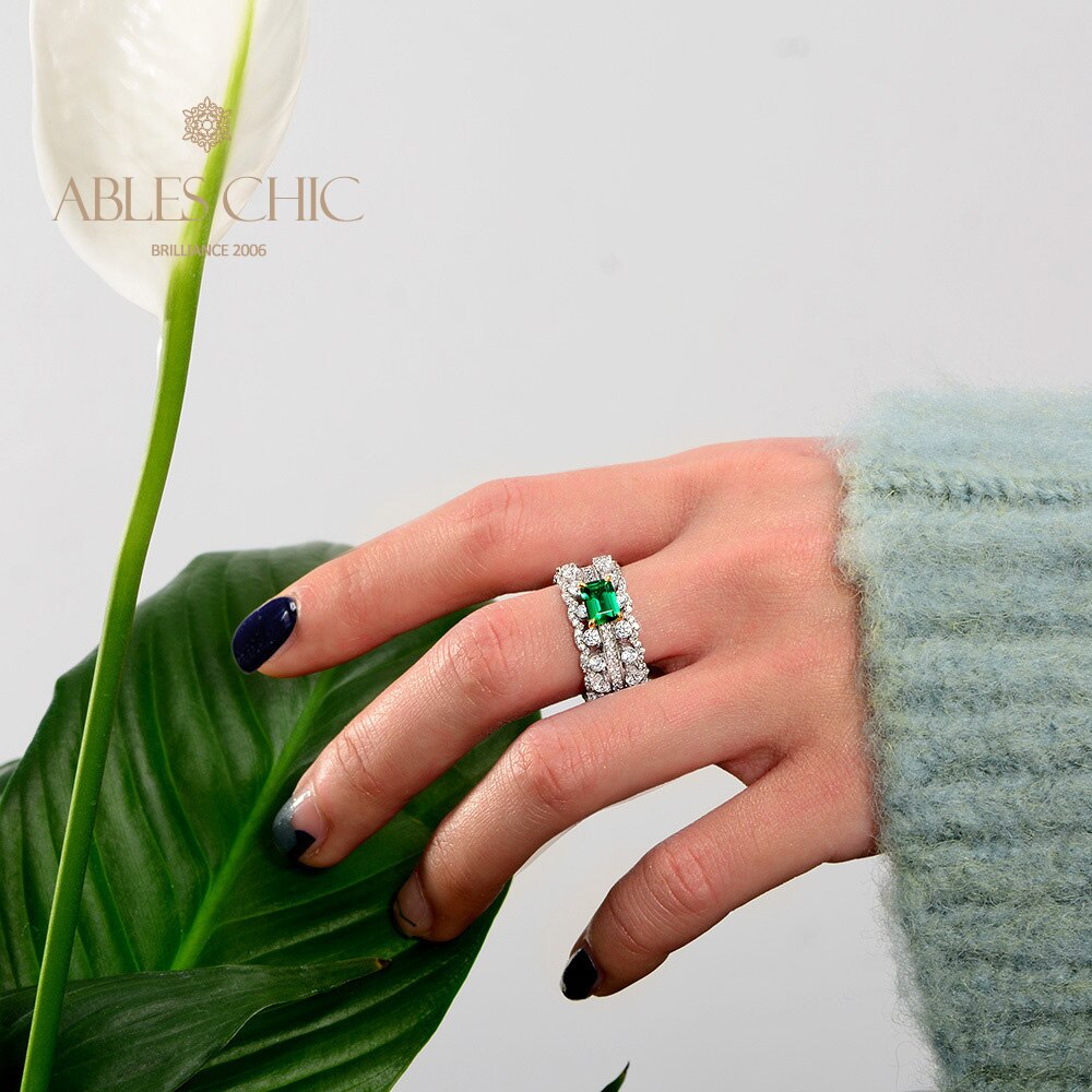 Bague Cocktail Emeraude 3 Rangs R1380